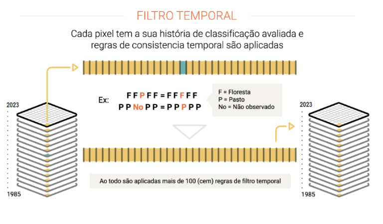 Etapas de filtro espacial e temporal na Cobertura 30m — MapBiomas Brasil